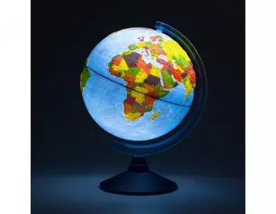 Глобус физико-политич. рельеф. Globen, 25см, интерактивный, с подсв. от батареек на круг. подставке