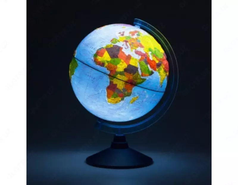 Глобус физико-политический Globen, 25см, с подсветкой от батареек на круглой подставке