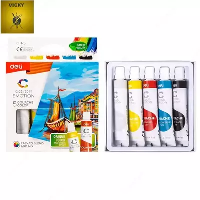 Гуашь 5цв 12мл/туба C11-5 Deli
