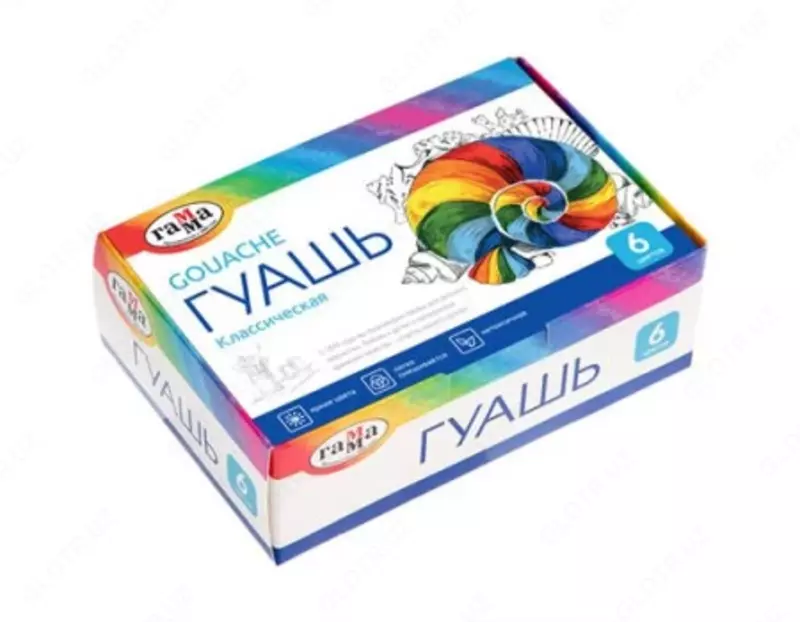 Гуашь Гамма "Классическая", 06 цветов, 20мл, картон