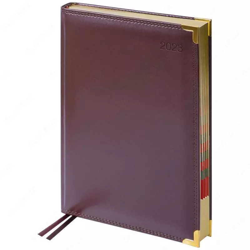 Kundalik 2023 yil, A4-(B5), 184 varaq, charm, Delucci, silliq teri