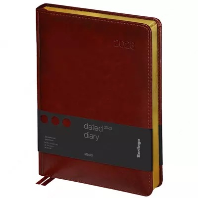 Kundalik 2023 yil, A4-(B5), 184 varaq, charm, Delucci, silliq teri