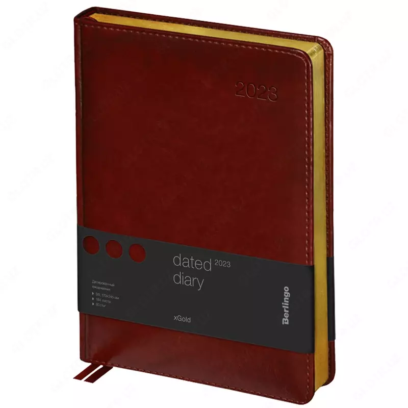 Kundalik 2023 yil, A4-(B5), 184 varaq, charm, Delucci, silliq teri