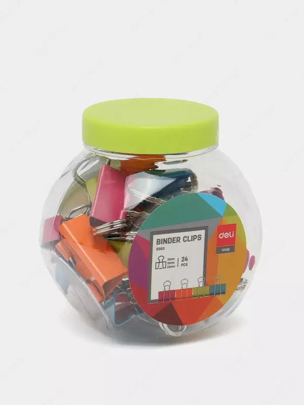 Зажим 15-19-25мм в тубе 24шт (цв) Deli