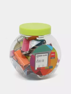 Зажим 15-19-25мм в тубе 24шт (цв) Deli