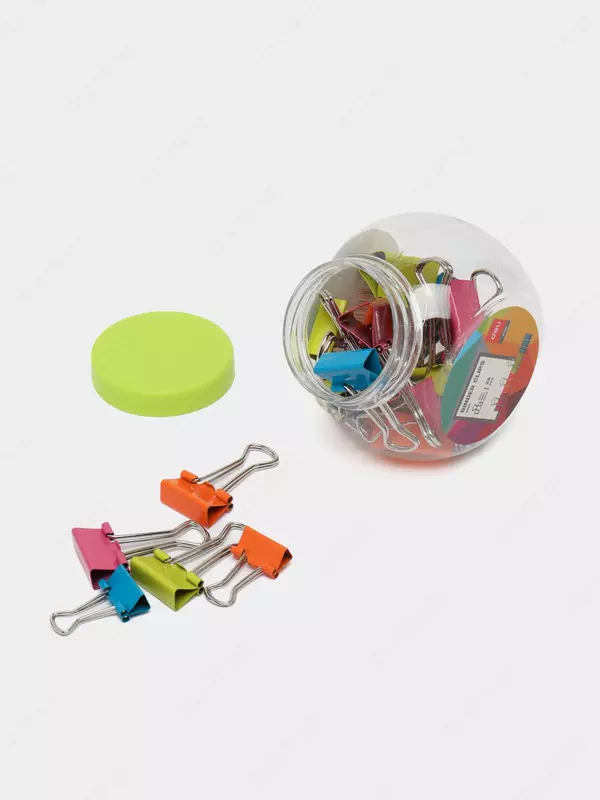 Зажим 15-19-25мм в тубе 24шт (цв) Deli