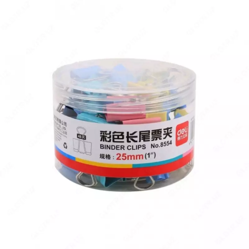 Зажим 25 мм 48 шт. (цв) Deli