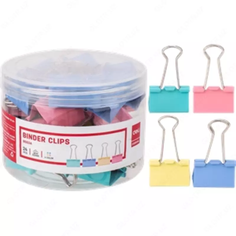 Зажим 32 мм 24 шт. (цв) Deli