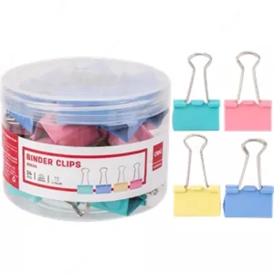 Зажим 32 мм 24 шт. (цв) Deli