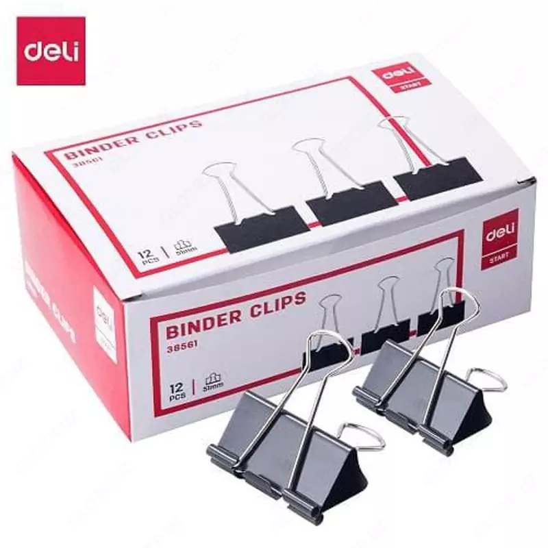 Зажим 51 мм 12 шт (чр) 38561 Deli
