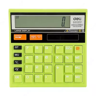 Калькулятор 12разрядный CHECK зеленый 39231F Deli