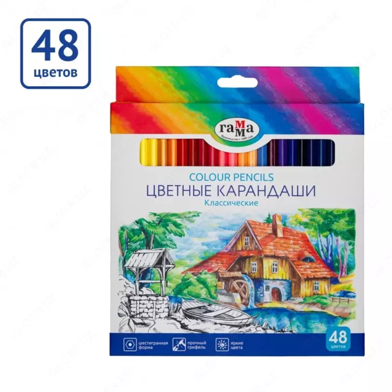 Карандаши цветные "Классические", 48цв., заточен., картон. упак., европодвес