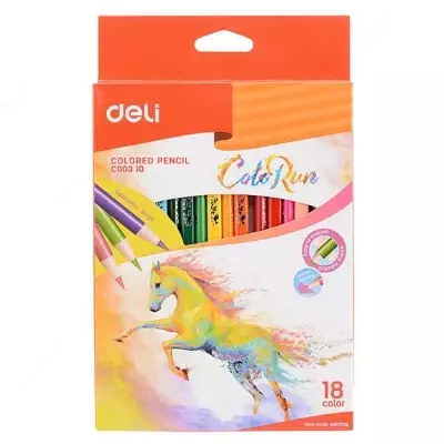 Карандаши цветные 18цв 00110 Deli (Лошадь)