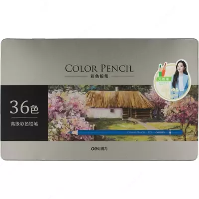 Карандаши цветные 36цв 37122 Deli туба метал.