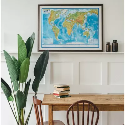 Jahon" jismoniy Globen xaritasi, 1:25 million, 1200 * 780 mm, interaktiv, evro suspenziya