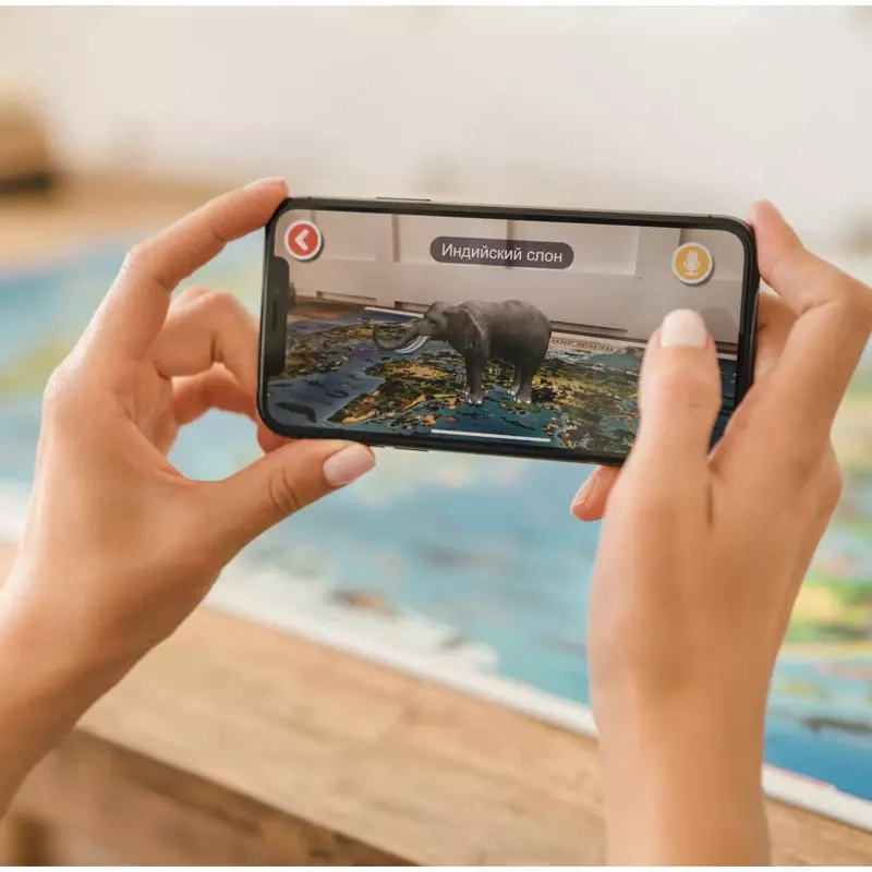 Карта мира для детей "Животный и растительный мир Земли" Globen, 1010*690мм, интерактивная, с ламин.