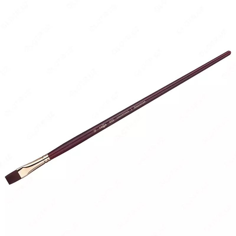 Кисть художественная, синтетика бордовая, Гамма "Вернисаж", плоская, длинная ручка №12