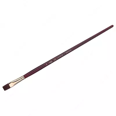 Кисть художественная, синтетика бордовая, Гамма "Вернисаж", плоская, длинная ручка №12