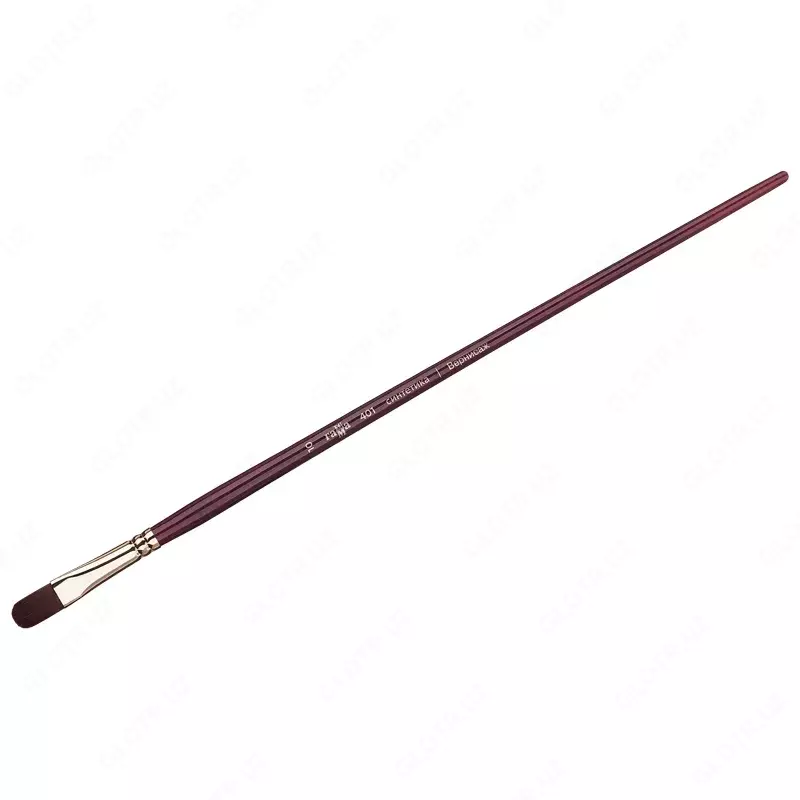 Кисть, синтетика бордовая, Гамма "Вернисаж", плоскоовальная, длинная ручка №10 (Арт. - 401010)