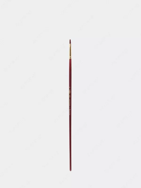 Кисть художественная, синтетика бордовая, Гамма "Вернисаж", плоскоовальная, длинная ручка №4