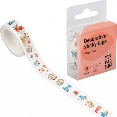 Клейкая лента декоративная MESHU "Cute toys", 1,5см*3м