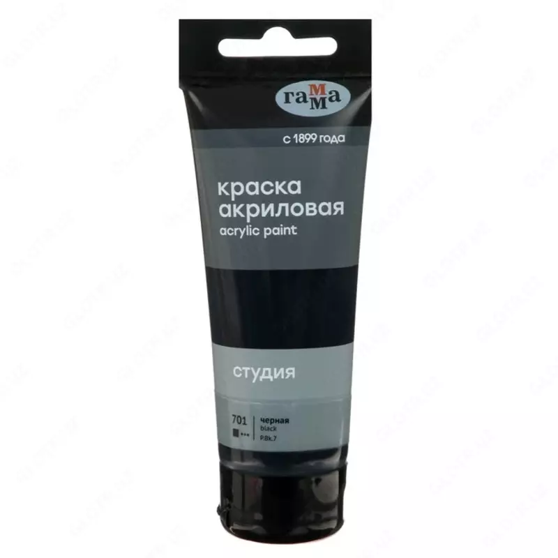Art Gamma "Studio" uchun akril bo'yoq, 75ml, plastik naycha, qora (Art - 280220701)