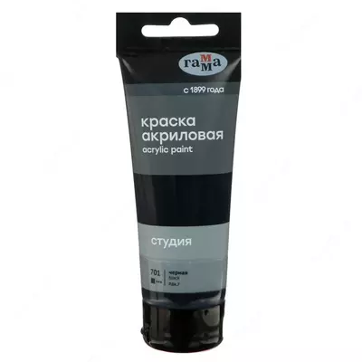 Art Gamma "Studio" uchun akril bo'yoq, 75ml, plastik naycha, qora (Art - 280220701)