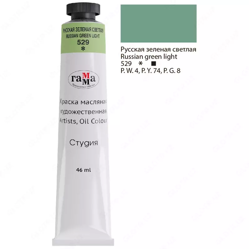 Rassomlar uchun moyli bo'yoq Gamma "Studio", 46ml, kolba (Art. - 0.00.A046.529) Rossiya yashil chirog'i