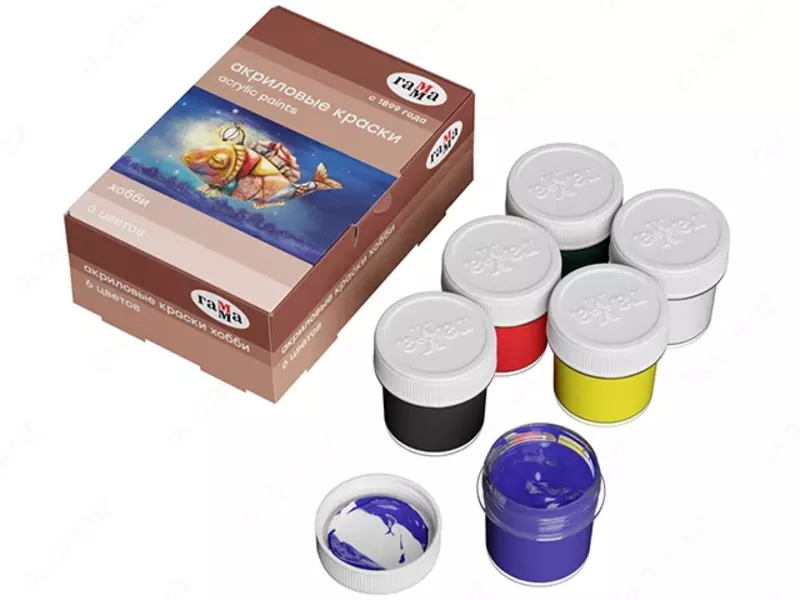 Dekorativ akril bo'yoqlar "Hobbi" assortimenti, karton