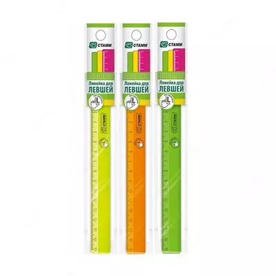 Линейка 16см Стамм "Neon", для левшей, пластиковая, ассорти, европодвес