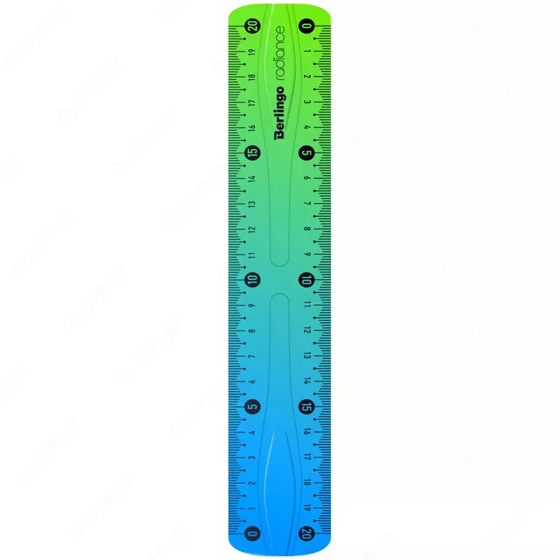 Линейка 20см Berlingo "Radiance", пластиковая, гибкая, голубой/зеленый градиент, европодвес
