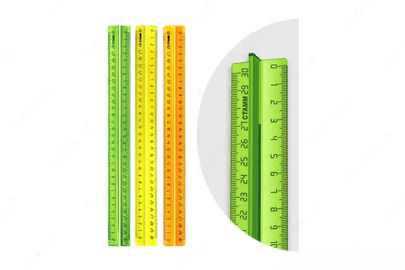 Линейка 30см Стамм "Neon Crystal", пластиковая, ассорти, с держателем