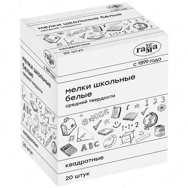  Мел штучный белый Гамма  средней тверд.  квадратный  картонная коробка - 