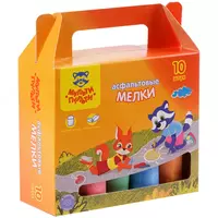  Мелки цветные для асфальта Мульти-Пульти  10шт.  5цв.  круглые картонная коробка - 