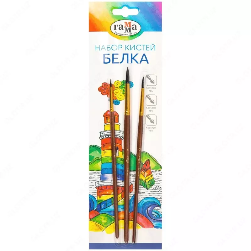 Набор кистей Гамма  3шт.  белка  круглые №2  3  4 блистер
