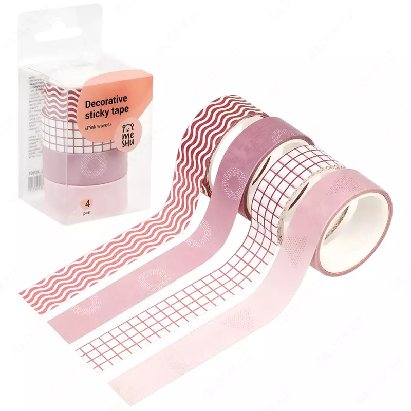 Набор клейких декоративных лент MESHU Pink waves  4шт