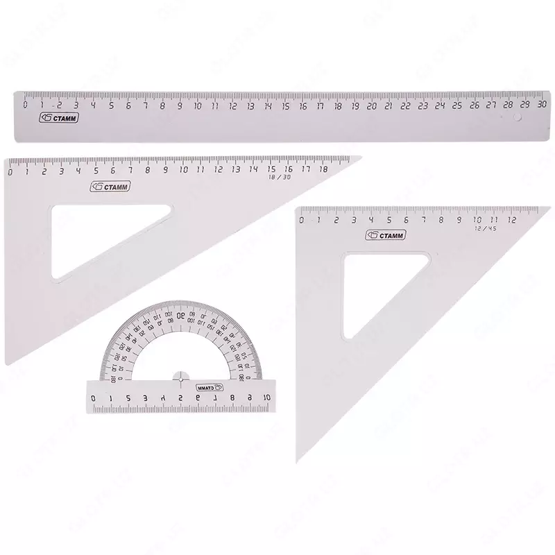 Katta chizma to'plami Stamm, (uchburchak 2 dona, o'lchagich 30 sm, transportyor), "Neon kristal", turli xil