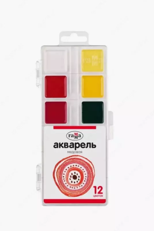 Акварель "Гамма" медовая, без кисточки, 12 цв. (Арт. - 2001243_12)