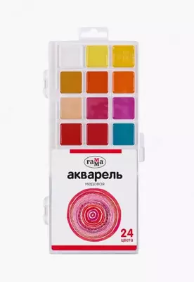 Акварель "Гамма" медовая, без кисточки, 24 цв. (Арт. - 2001243_24)