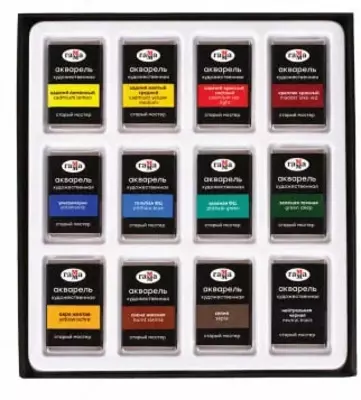 Akvarel "Gamma" Old Master, 12 rang, 2,6 ml kyuveta, karton quti (Art. - 20052021)