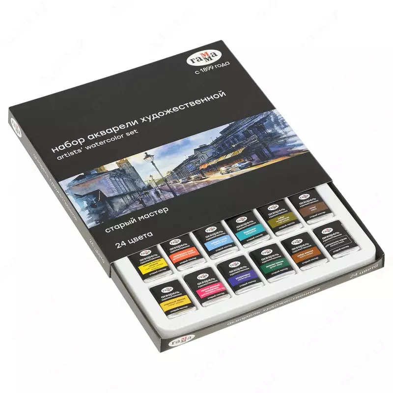 Акварель "Гамма" Старый Мастер, 24 цв., кювета 2.6 мл, картонный пенал (Арт. - 150620211)