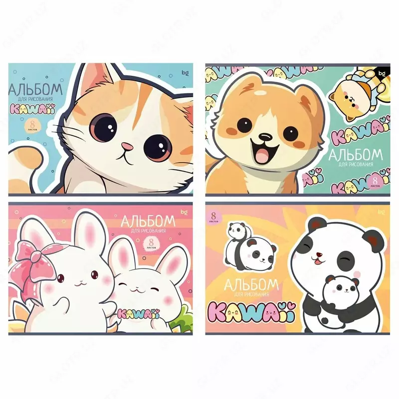 Альбом для рисования"BG Kawaii" 8 листов, А-4, на скрепке (Арт. - АР4ск8_10946)