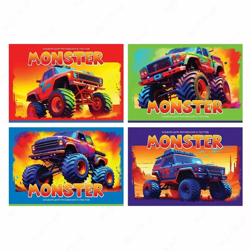"BG Monster" eskiz kitobi, 8 varaq, A-4, shtapelli (Art. - AR4sk8_10947)