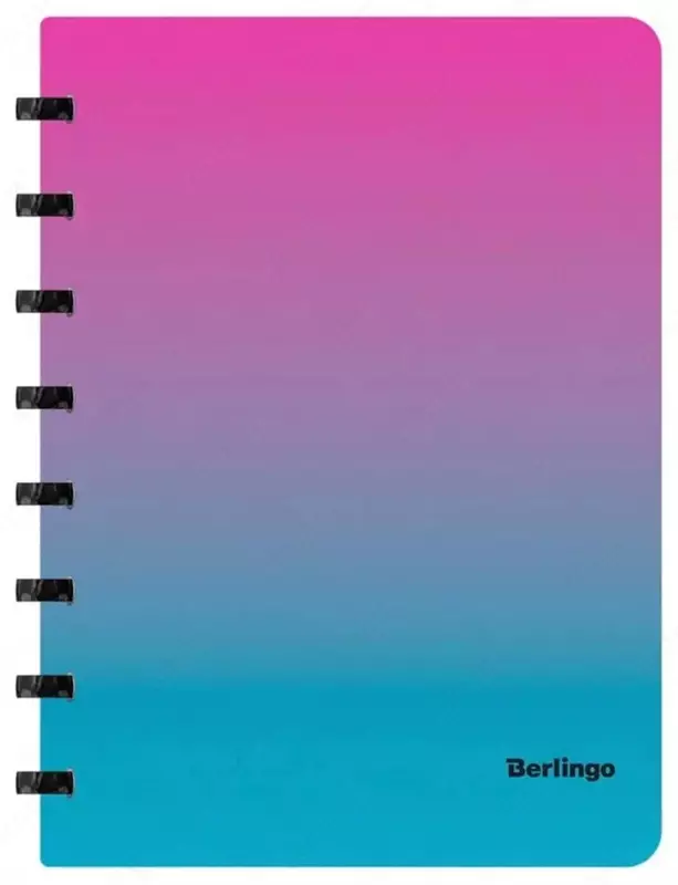 Berlingo "Radiance" biznes noutbuki A5+, 80 l, halqalarda, plastmassa. qopqoq (Art. - RNt_A5502) Pushti/Moviy