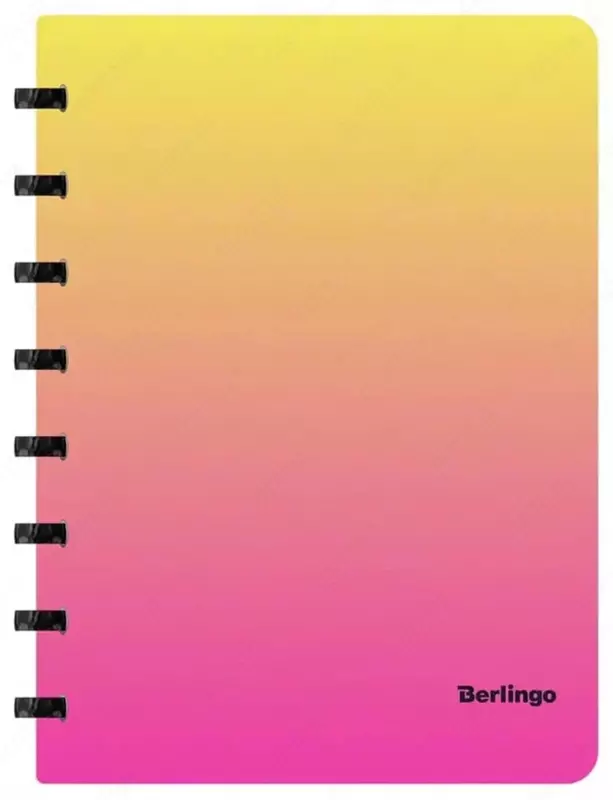 Berlingo "Radiance" biznes noutbuki A5+, 80 l, halqalarda, plastmassa. qopqoq (Art. - RNt_A5501) Sariq/Pushti