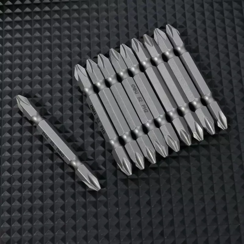 Набор двухсторонних бит для шуруповерта "Deli Tools" 10 шт, PH2 x 65 мм, сталь S2 с твердостью 58-60HRC (Арт. - EDL6902)