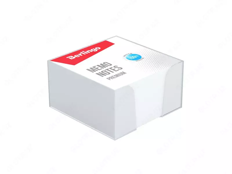 Бумажный блок для записей в пластиковом боксе "Berlingo Premium" белый, 9 x 9 x 4.5 см, 500 л. (Арт. - ZP8607)