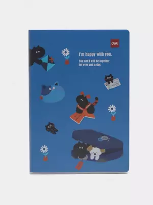 Блокнот (линия) "Deli" 203 х 140 мм, 72 л., твердая обложка (Арт. - 303-EN) Темно-синий