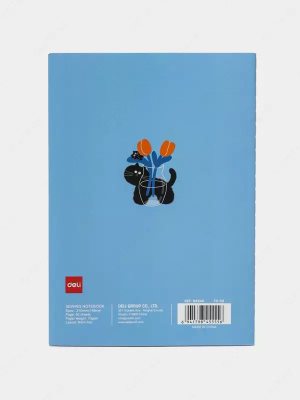 Блокнот (линия) "Deli" А5, 40 л., твердая обложка (Арт. - 540-ENA-FX-03) Светло-синий