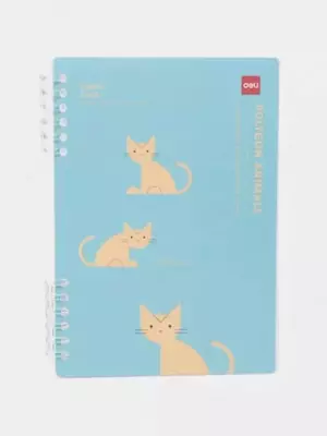 Блокнот для записей (линия) "Deli" А5, 50 л., твердая обложка, пласт. спираль (Арт. - 206-EN) Ассортимент